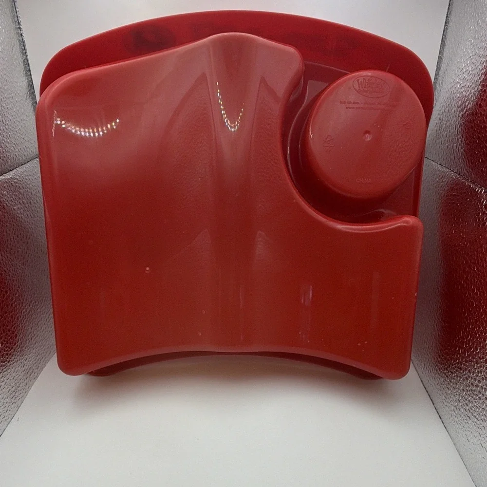 Barely Used Buc-ee's Red Plastic Divided Snack Tray w/ Dip Cup, 2 Compartments